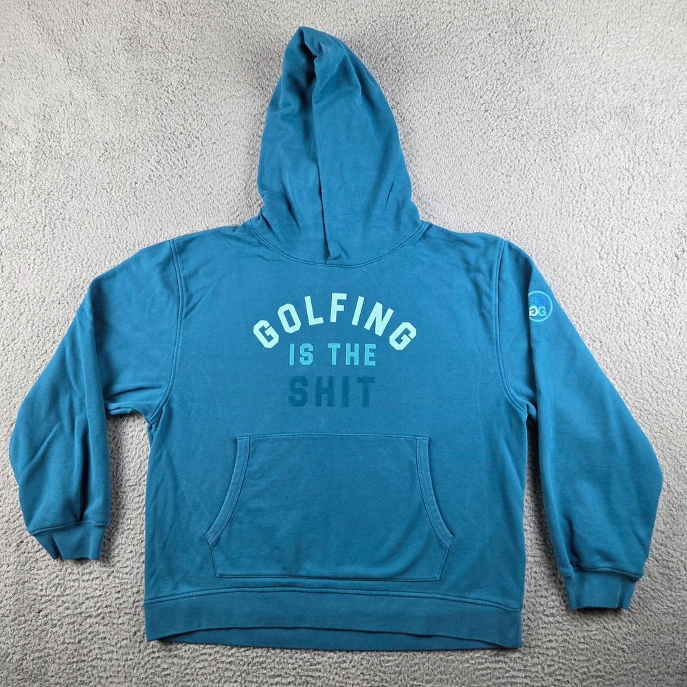 G/Fore Golf "Golfing is the Sh*t" Hoodie Mens Large Blue